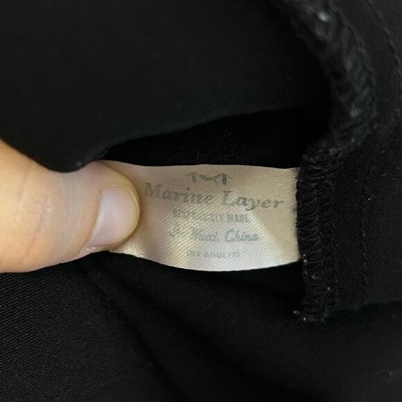 Marine Layer Alexa Crepe Jumpsuit Women's Sz S Black Elastic Waist V Neck Casual - Picture 6 of 9